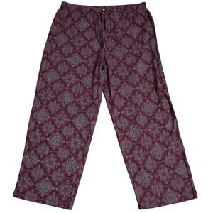 Jockey 100% Cotton Sleep Lounge Pants Sz XL Maroon Print Pajama Heritage Cozy